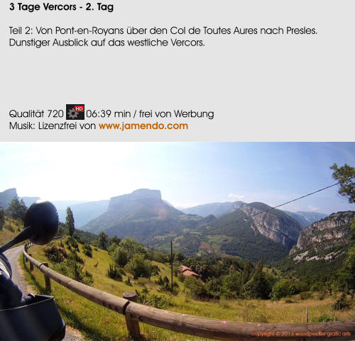 3 Tage Vercors - 2. Tag  Teil 2: Von Pont-en-Royans ber den Col de Toutes Aures nach Presles. Dunstiger Ausblick auf das westliche Vercors.      Qualitt 720        06:39 min / frei von Werbung Musik: Lizenzfrei von www.jamendo.com
