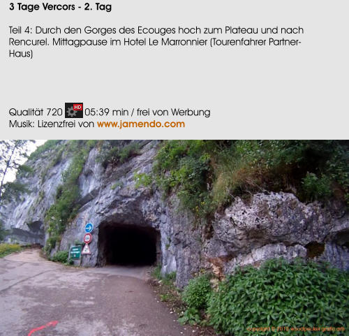 3 Tage Vercors - 2. Tag  Teil 4: Durch den Gorges des Ecouges hoch zum Plateau und nach Rencurel. Mittagpause im Hotel Le Marronnier (Tourenfahrer Partner-Haus)     Qualitt 720        05:39 min / frei von Werbung Musik: Lizenzfrei von www.jamendo.com