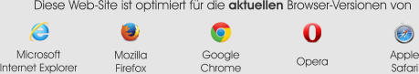 Diese Web-Site ist optimiert fr die aktuellen Browser-Versionen von Microsoft Internet Explorer Mozilla Firefox Opera Google Chrome Apple Safari